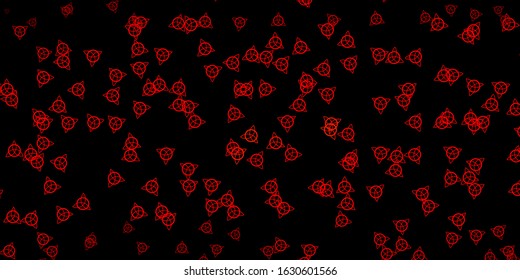 Dark Red, Yellow vector background with occult symbols. Illustration with magical signs of spiritual power. Simple base for your occult design.