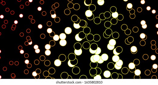 Dark Red, Yellow vector background with circles. Colorful illustration with gradient dots in nature style. Design for your commercials.