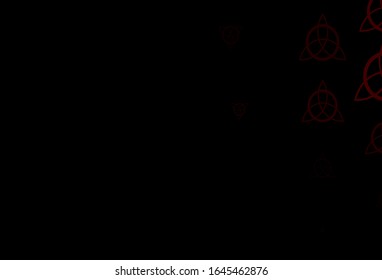 Dark Red, Yellow vector background with occult symbols. Retro design in abstract style with witchcraft forms. Best design halloween events.