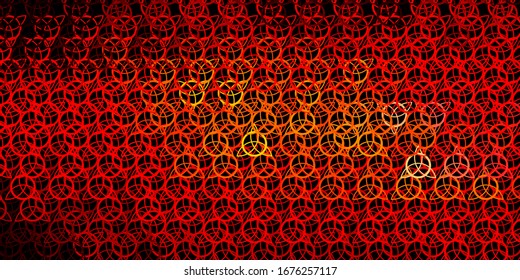 Dark Red, Yellow vector background with occult symbols. Retro design in abstract style with witchcraft forms. Simple base for your occult design.