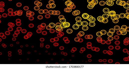 Dark Red, Yellow vector background with occult symbols. Illustration with magical signs of spiritual power. Best design halloween events.