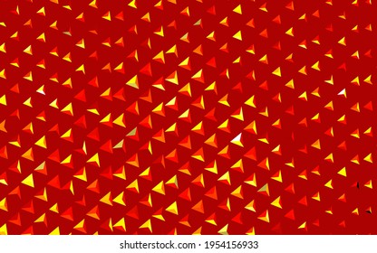 Rojo oscuro, fondo vectorial amarillo con estilo poligonal. Triángulos sobre fondo abstracto con gradiente colorido. Patrón de folletos y folletos