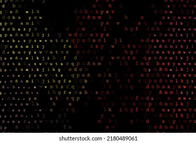 Dark red, yellow vector background with signs of alphabet. Blurred design in simple style with signs of alphabet. Best design for your ad, poster, banner of college.