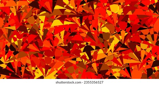 Rojo oscuro, fondo vectorial amarillo con formas poligonales. Ilustración con formas triangulares coloridas abstractas. Patrón de fondo de pantalla.