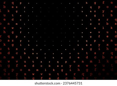 Dark red, yellow vector background with signs of alphabet. Abstract illustration with colored latin alphabet. Smart design for your business advert of university.