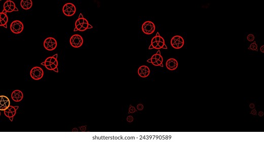 Dark Red, Yellow vector background with occult symbols. Abstract illustration with gothic gradient shapes. Background for esoteric, mystic designs.