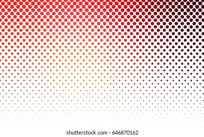Dark Red, Yellow vector red banner with set of circles, dots. Donuts Background. Creative Design Template. Technological halftone illustration.