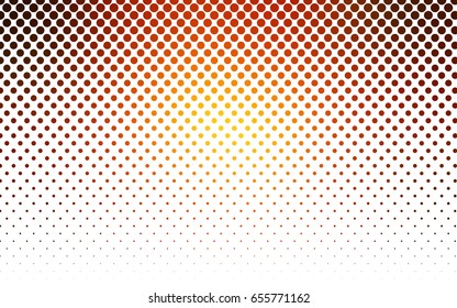 Dark Red, Yellow vector banner with circles, spheres. Abstract spots. Background of Art bubbles in halftone style with colored gradient.