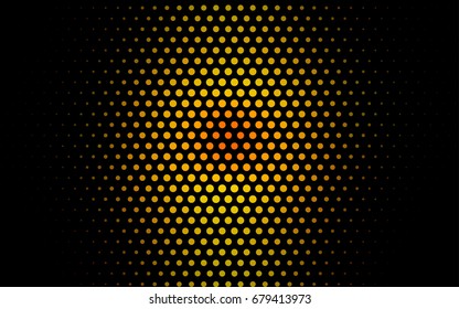 Dark Red, Yellow vector red banner with set of circles, dots. Donuts Background. Creative Design Template. Technological halftone illustration.