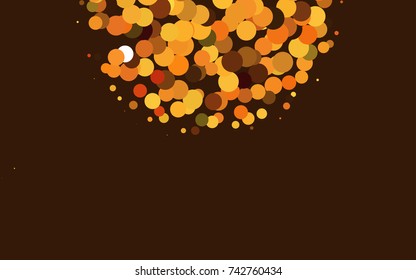 Dark Red, Yellow vector banner with circles, spheres. Abstract spots. Background of Art bubbles in halftone style with colored gradient.
