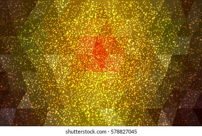 Dark Red, Yellow vector christmas polygon background. Low poly Illustration consisting of triangles with snowflakes. Texture background of New Year celebration.