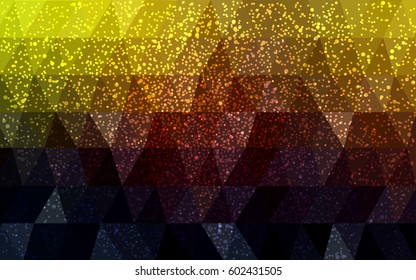 Dark Red, Yellow vector christmas postcard low polygon background. Illustration consisting of triangles. Abstract triangular polygonal origami or crystal design of New Year celebration.
