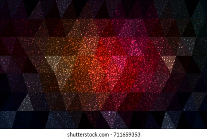 Dark Red, Yellow vector christmas postcard low polygon background. Illustration consisting of triangles. Abstract triangular polygonal origami or crystal design of New Year celebration.