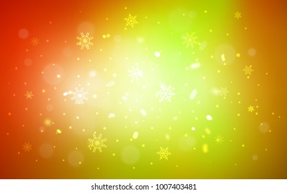 Dark Red, Yellow vector cover with beautiful snowflakes. Modern geometrical abstract illustration with crystals of ice. The pattern can be used for new year ad, booklets.