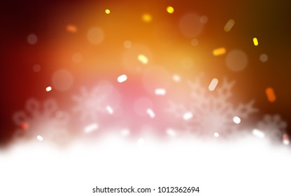 Dark Red, Yellow vector cover with beautiful snowflakes. Decorative shining illustration with snow on abstract template. The pattern can be used for year new  websites.