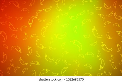 Dark Red, Yellow vector cover with chili peppers. Decorative shining illustration with peppers on abstract template. Pattern for ad, booklets, leaflets of restaurants.