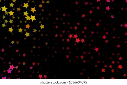 Dark Red, Yellow vector cover with small and big stars. Glitter abstract illustration with colored stars. The pattern can be used for websites.