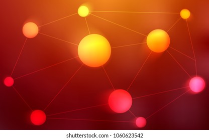 Dark Red, Yellow vector cover with spots, lines. Modern abstract colorful illustration with spheres and lines. New design for ad, poster, banner of your website.