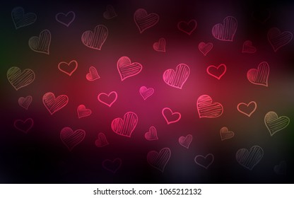 Dark Red, Yellow vector cover with Shining hearts. Illustration with hearts in love concept for valentine's day. Pattern for carnival, festival romantic leaflets.