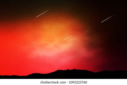 Dark Red, Yellow vector cover with astronomical stars. Shining colored illustration with bright astronomical stars. Pattern for futuristic ad, booklets.
