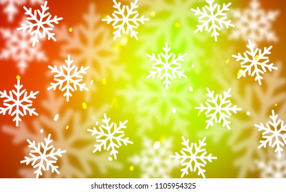 Dark Red, Yellow vector cover with beautiful snowflakes. Glitter abstract illustration with crystals of ice. The pattern can be used for new year leaflets.