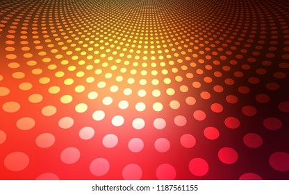 Dark Red, Yellow vector cover with spots. Blurred bubbles on abstract background with colorful gradient. Pattern can be used for futuristic ad, booklets.