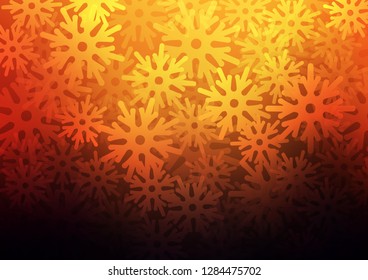 Dark Red, Yellow vector cover with beautiful snowflakes. Modern geometrical abstract illustration with crystals of ice. The pattern can be used for new year ad, booklets.