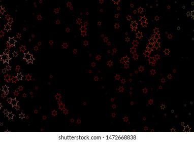 Dark Red, Yellow vector cover with small and big stars. Glitter abstract illustration with colored stars. The pattern can be used for wrapping gifts.