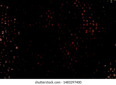 Dark Red, Yellow vector cover with math elements. Blurred design in simple style with collection of numerals. Pattern for ads, booklets, leaflets of education.