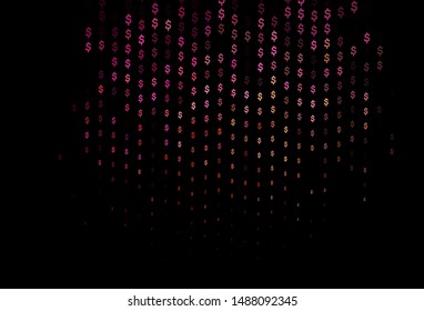Dark Red, Yellow vector cover with dollar, USD, usa signs. Shining colored illustration with dollar, USD, usa signs. Smart design for your business advert of economic, wealth.