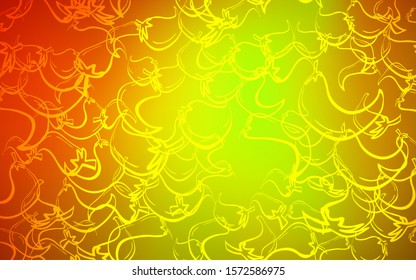 Dark Red, Yellow vector cover with chili peppers. Decorative shining illustration with peppers on abstract template. Pattern for ad, booklets, leaflets of restaurants.