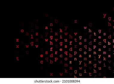 Dark red, yellow vector cover with english symbols. Blurred design in simple style with signs of alphabet. Template can be used as a background for ads of typography.