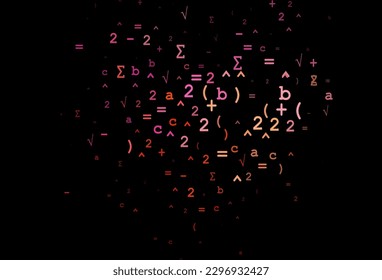 Dark Red, Yellow vector cover with math elements. Blurred design in simple style with collection of numerals. Smart design for your university promotion.