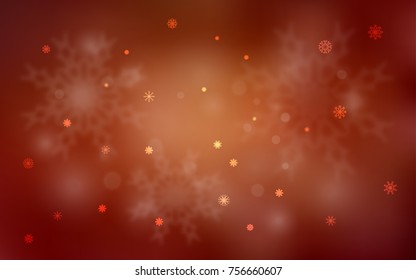 Dark Red, Yellow vector cover with beautiful snowflakes. Shining colored illustration with snow in christmas style. The pattern can be used for new year ad, booklets.