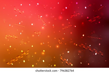 Dark Red, Yellow vector cover with happy holiday ribbons. Decorative shining illustration with ribbons on abstract template. New design for ad, poster, banner of your Party.