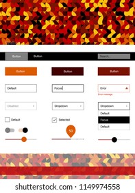 Dark Red, Yellow vector design ui kit with dots. Colorful ui/ux kit with header consisted of spheres. Beautiful layout for websites, landing pages.