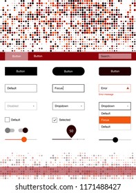 Dark Red, Yellow vector design ui kit with dots. Colorful Style guide with circles on abstract background. Beautiful layout for websites, landing pages.