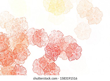 Dark Red, Yellow vector doodle pattern with leaves. Flowers with gradient on white background. New template for your design.