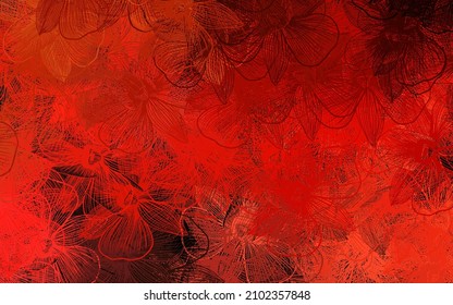 Rojo oscuro, fondo de doodle vectorial amarillo con flores. Flores de estilo natural sobre fondo blanco. El mejor diseño para su negocio.