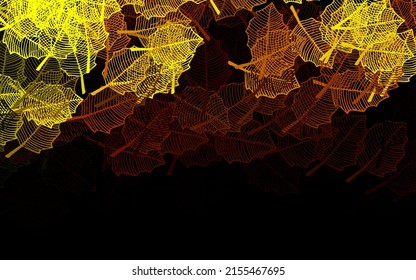 Dark Red, Yellow vector doodle background with leaves. Creative illustration in blurred style with leaves, flowers. Pattern for heads of websites, designs.