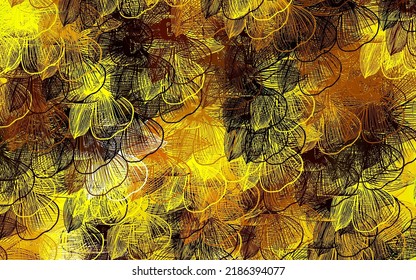 Dark Red, Yellow vector doodle backdrop with flowers. Flowers in natural style on white background. Colorful pattern for kid's books.