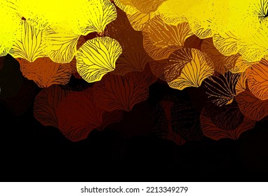 Dark Red, Yellow vector doodle template with leaves. Glitter abstract illustration with doodles and leaves. Elegant pattern for your brand book.