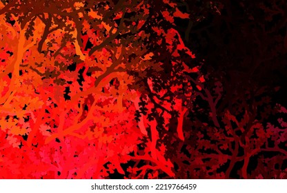Dark Red, Yellow vector doodle background with trees, branches. Creative illustration in abstract style with trees. Brand new design for your business.