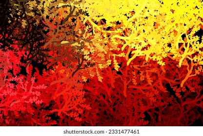Color rojo oscuro, textura de doodle vectorial amarillo con árboles, ramas. Ilustración de color totalmente nueva en estilo sencillo con árboles. Nuevo diseño para su negocio.