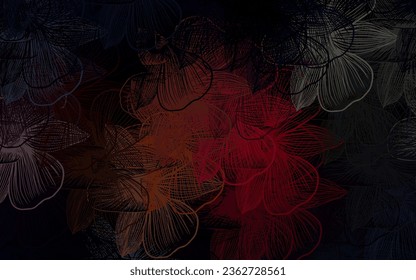 Dark Red, Yellow vector doodle background with flowers. Colorful illustration in doodle style with flowers. Brand new design for your business.