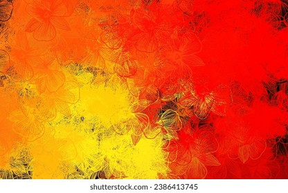 Dark Red, Yellow vector doodle background with flowers. Doodle illustration of flowers in Origami style. Brand new style for your business design.