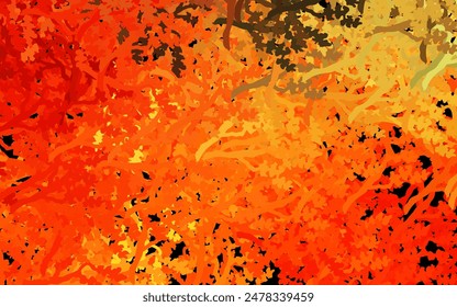 Rojo oscuro, fondo de garabato de Vector amarillo con hojas, ramas. Dibujos sutiles sobre fondo blanco. Diseño de garabatos para tu Sitio web.