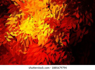 Dark Red, Yellow vector elegant background with leaves. leaves on elegant natural pattern with gradient. New template for your brand book.