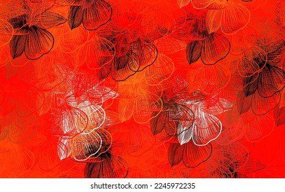 Dark Red, Yellow vector elegant wallpaper with flowers. Decorative design of flowers on white background. Textured pattern for websites, banners.