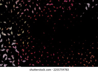 Dark Red, Yellow vector hand painted backdrop. Abstract leaves with gradient on simple background. Pattern for heads of websites and designs.